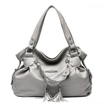 Soft Leather Handbag with Tassel for Women