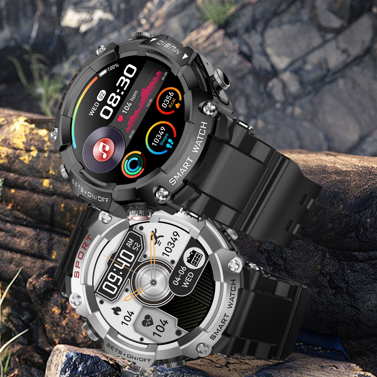 2-in-1 Smart Watch with Built-in MP3 Music Player & Bluetooth Audio Support