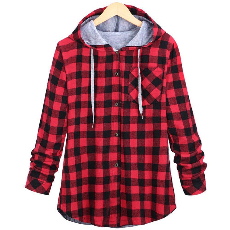 Protein Fiber Hooded Checkered Jacket