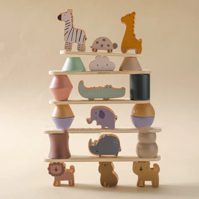 Montessori Wooden Animal Stacking Balance Toy Set