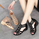 Genuine Leather Women's Roman Wedge Sandals - Summer Fashion