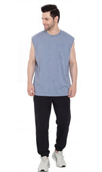 Men's Heavyweight Sleeveless Crew Neck T-Shirt with Chest Pocket
