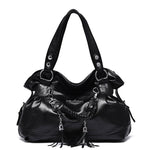 Soft Leather Handbag with Tassel for Women