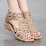 Genuine Leather Women's Roman Wedge Sandals - Summer Fashion