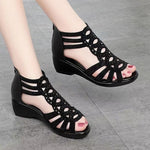Genuine Leather Women's Roman Wedge Sandals - Summer Fashion