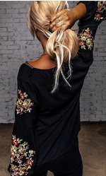 Embroidered Casual Lantern Sleeve Top for Women