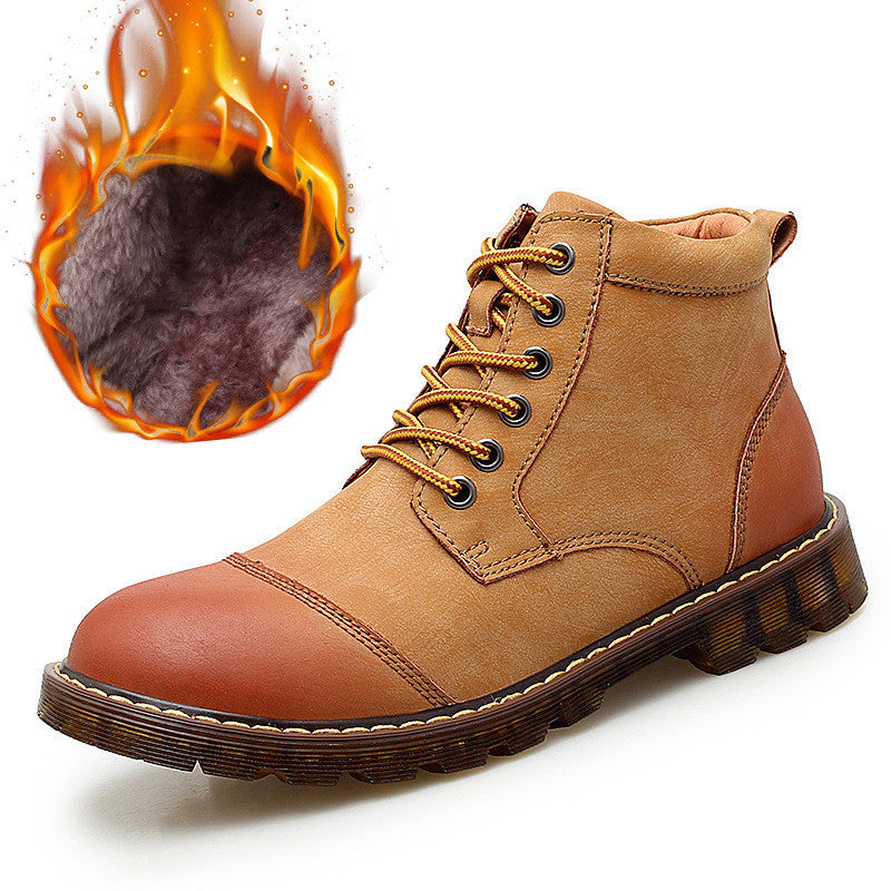 English Martin Boots for Men - Casual Fleece Short Boots