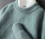 Men's Shirt Loose Thick Jacquard Round Neck
