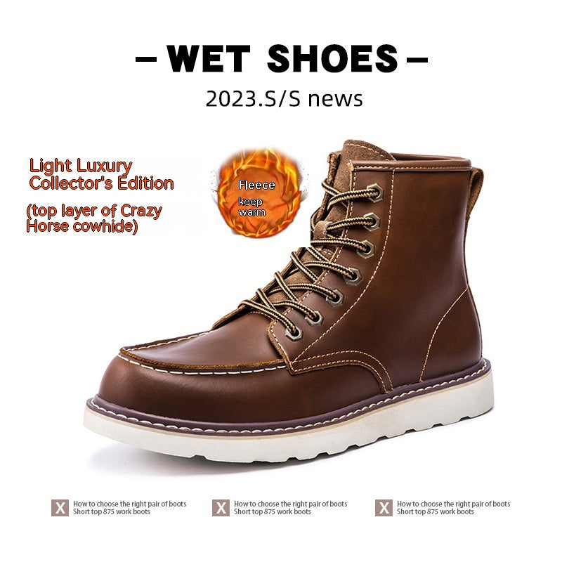 Vintage Fleece-lined Martin Boots for Men
