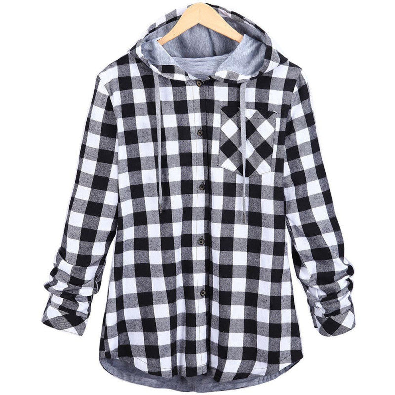 Protein Fiber Hooded Checkered Jacket