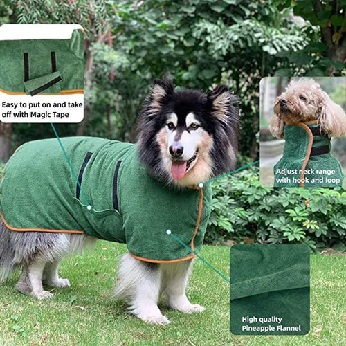 Ultra-Absorbent Microfiber Pet Drying Bathrobe