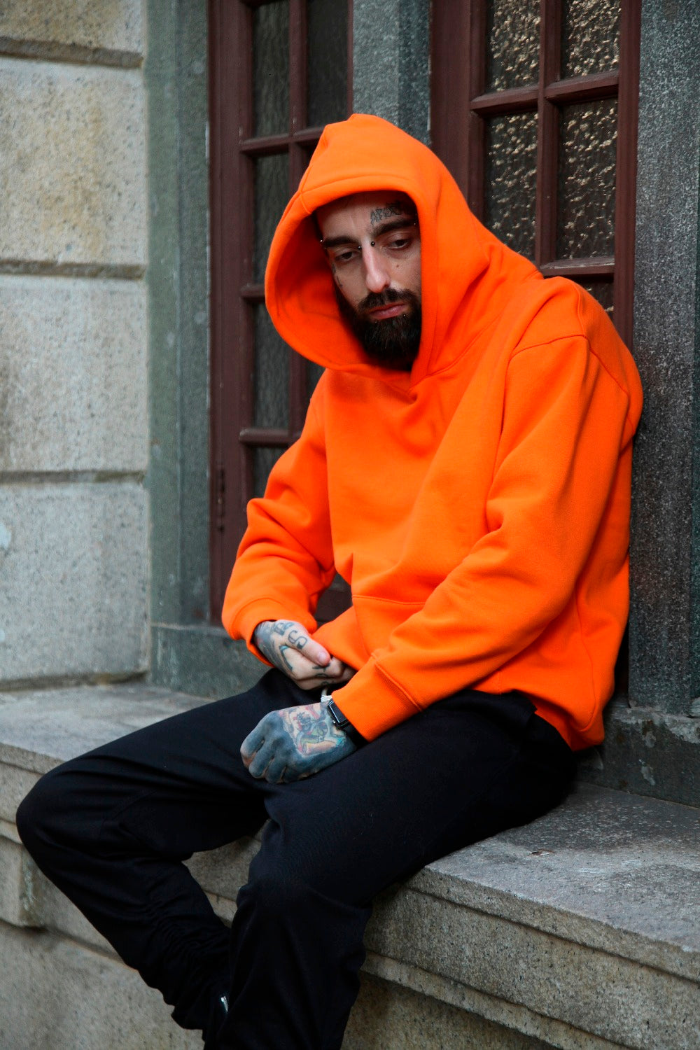 Oversized Hooded Sweatshirt in Camel Color for Men