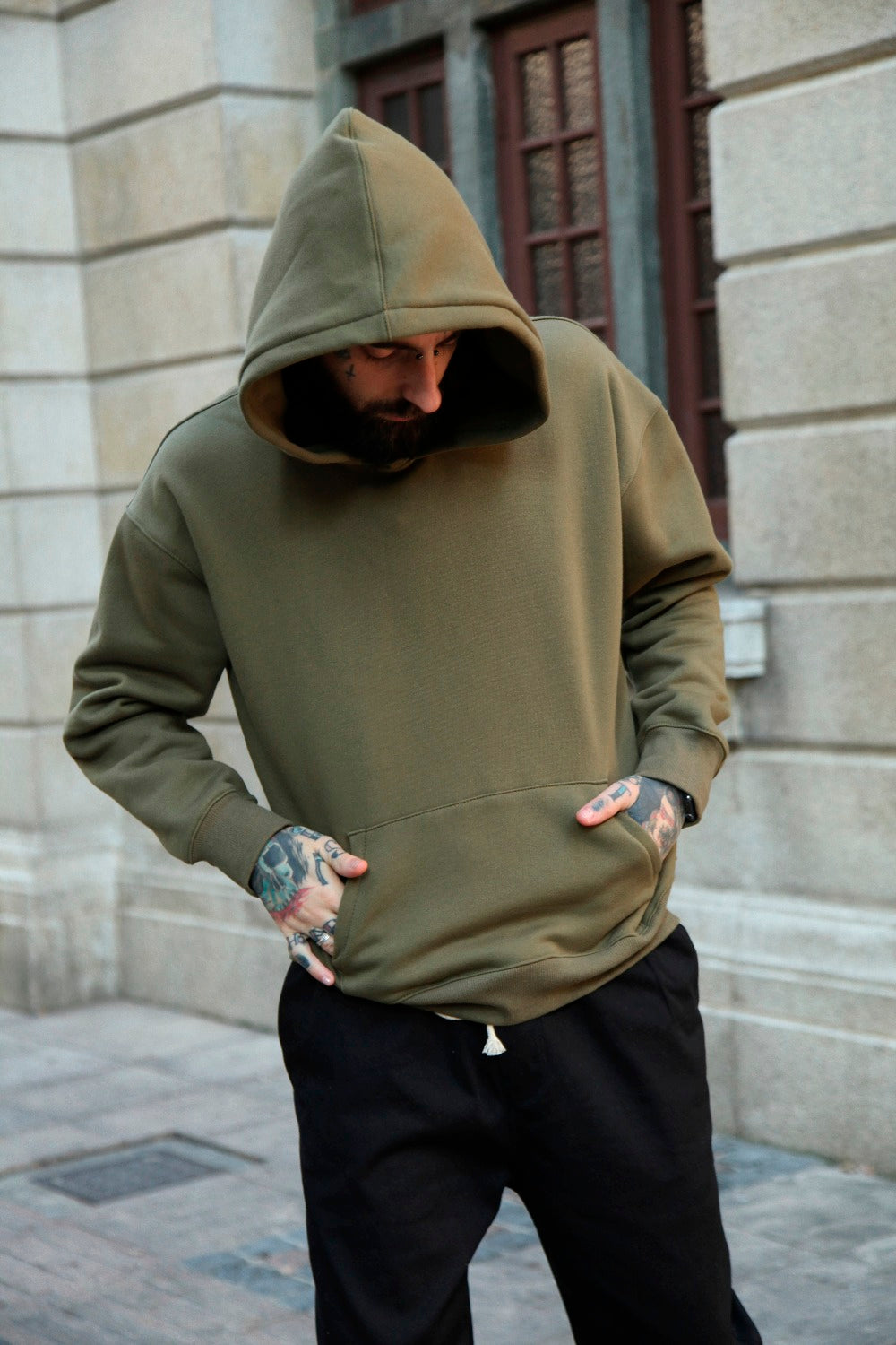 Oversized Hooded Sweatshirt in Camel Color for Men