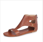 Women's Flat Studded Sandals - Comfortable Footwear