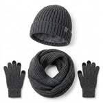 3-in-1 Winter Thermal Knit Set Beanie Scarf and Touchscreen Gloves