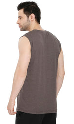 Men's Heavyweight Sleeveless Crew Neck T-Shirt with Chest Pocket