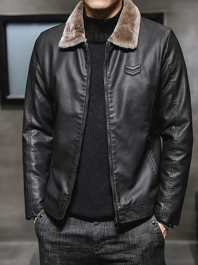 Exquisite leather jacket, lined with luxurious fur.