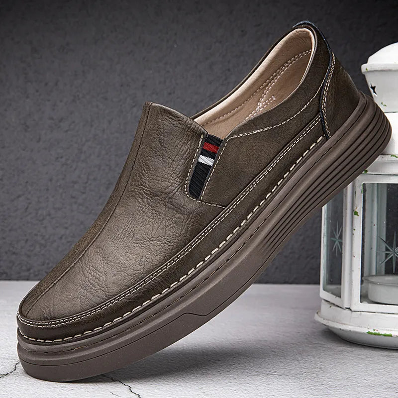 Leather slip-on shoes for men.