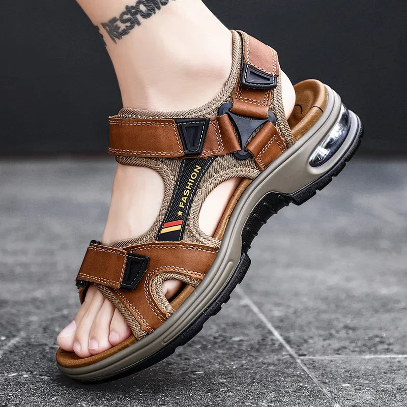 Handmade leather sandals.