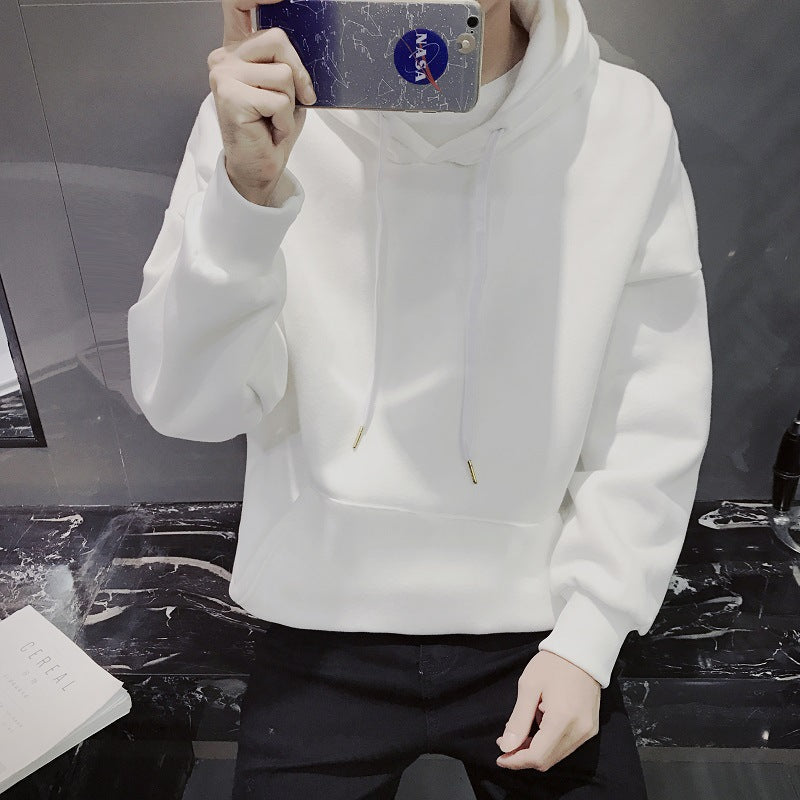 Hooded Sweatshirt for Trendy Young Men in Solid Color