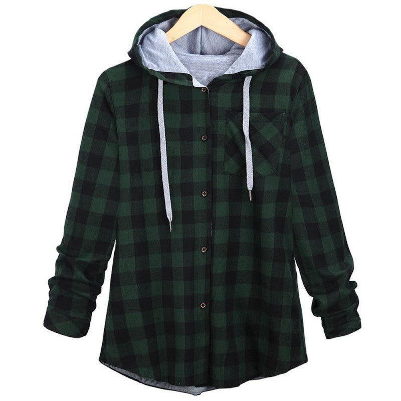 Protein Fiber Hooded Checkered Jacket