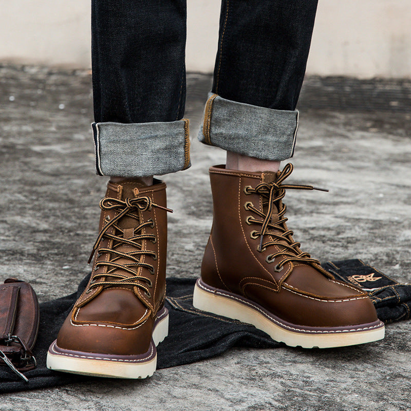 Vintage Fleece-lined Martin Boots for Men