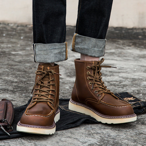 Vintage Fleece-lined Martin Boots for Men