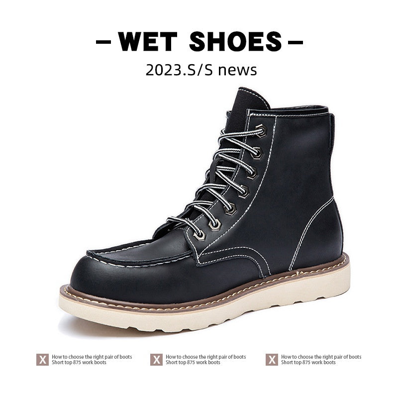 Vintage Fleece-lined Martin Boots for Men