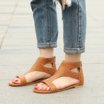 Women's Flat Studded Sandals - Comfortable Footwear