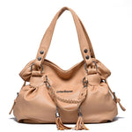 Soft Leather Handbag with Tassel for Women