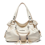 Soft Leather Handbag with Tassel for Women