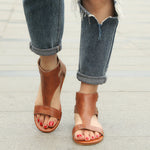 Women's Flat Studded Sandals - Comfortable Footwear