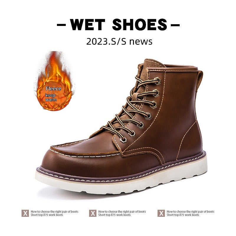 Vintage Fleece-lined Martin Boots for Men