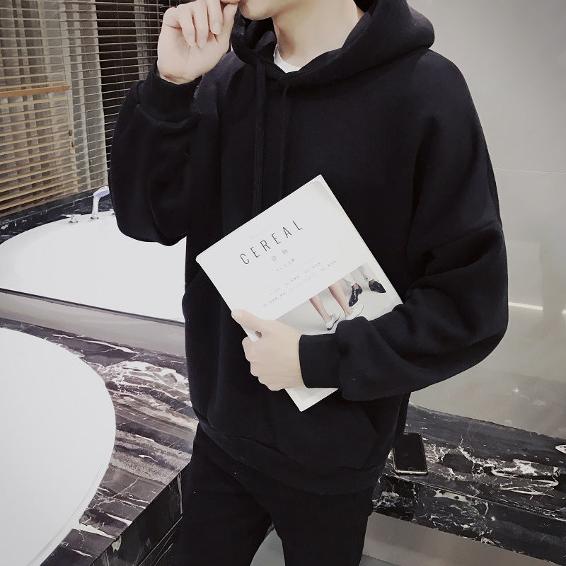 Hooded Sweatshirt for Trendy Young Men in Solid Color