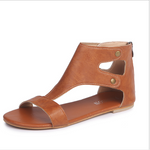 Women's Flat Studded Sandals - Comfortable Footwear