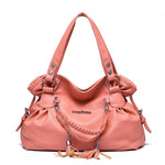 Soft Leather Handbag with Tassel for Women