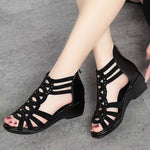Genuine Leather Women's Roman Wedge Sandals - Summer Fashion